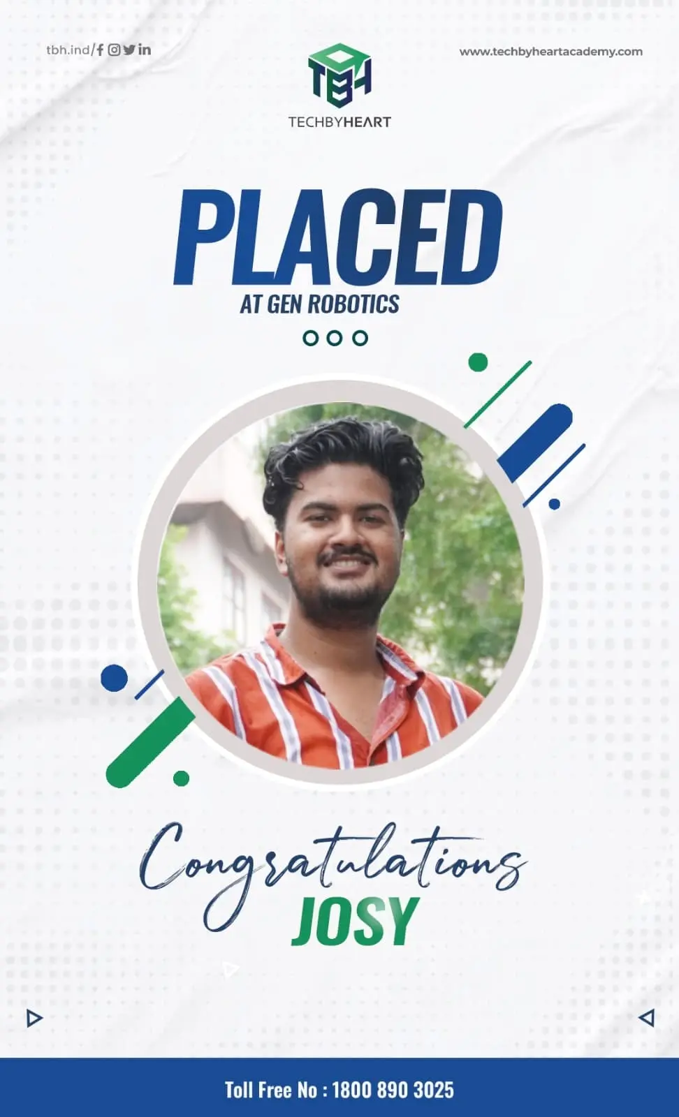 Josy Placed at Genrobotic Innovations Pvt Ltd